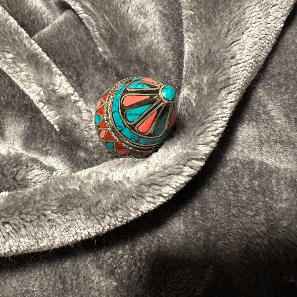 Afghan Silver Teardrop Statement Ring - image 2